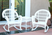 3pc Santa Maria Espresso Rocker Wicker Chair Set Without Cushion