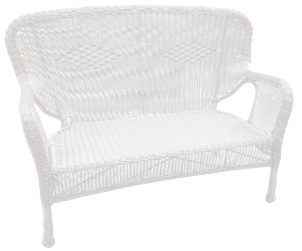 Windsor White Wicker Patio Love Seat