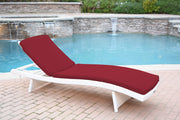 White Wicker Adjustable Chaise Lounger with Hunter Green Cushion