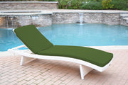 White Wicker Adjustable Chaise Lounger with Hunter Green Cushion